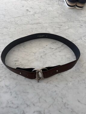 Bottega Veneta Brown Leather Belt with Silver Ring-and-Bar Buckle